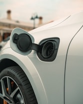 A close-up view of an electric car