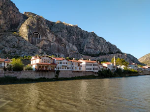 a row of houses next to a river