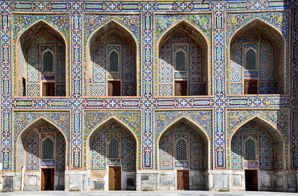 a building with a lot of windows and doors