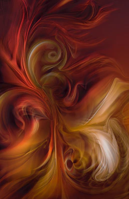 Abstract digital art representing flow and connectivity in warm fire-inspired colors.