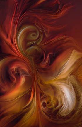 An abstract digital artwork featuring bold colors and fluid shapes blending seamlessly.