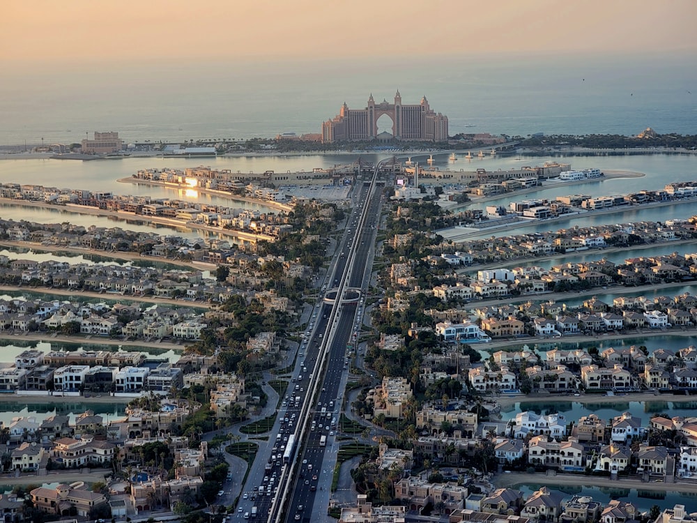 an aerial view of a city with lots of traffic