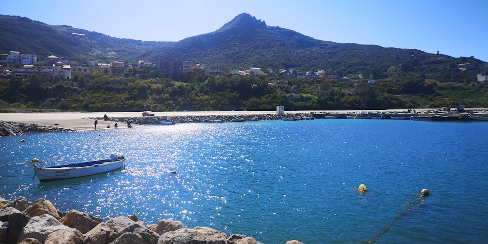 a body of water with a boat in it