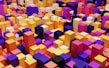 Brightly colored building blocks arranged in creative shapes