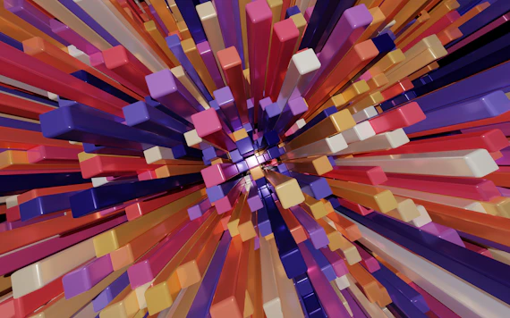 an abstract image of colorful lines and squares