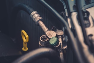 a close up of a car's spark plugs and wires