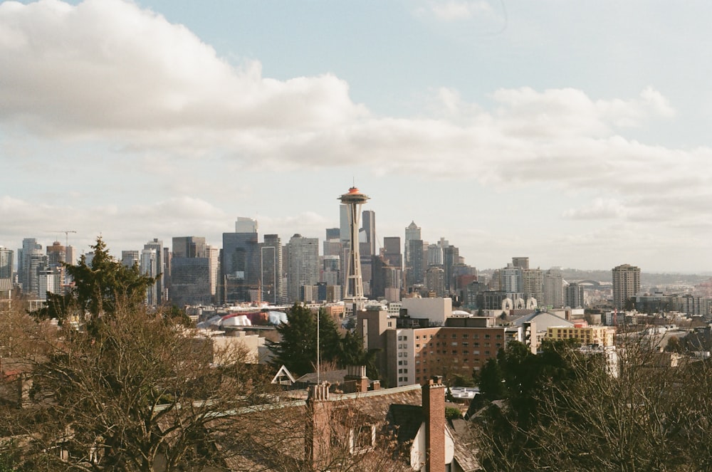 a view of a city from a hill