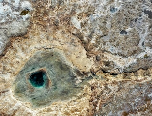 a close up of a rock with a hole in it