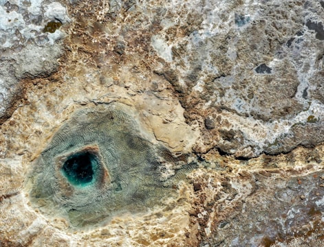 a close up of a rock with a hole in it