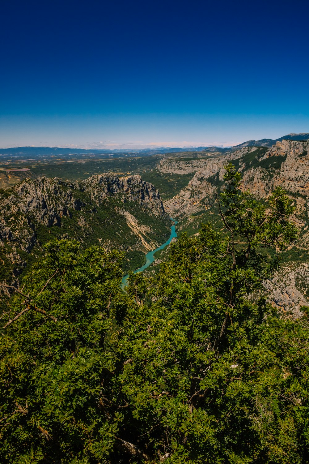 a scenic view of a river in the mountains