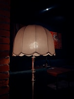 A satisfied customer holding their restored lamp, smiling in a cozy living room.