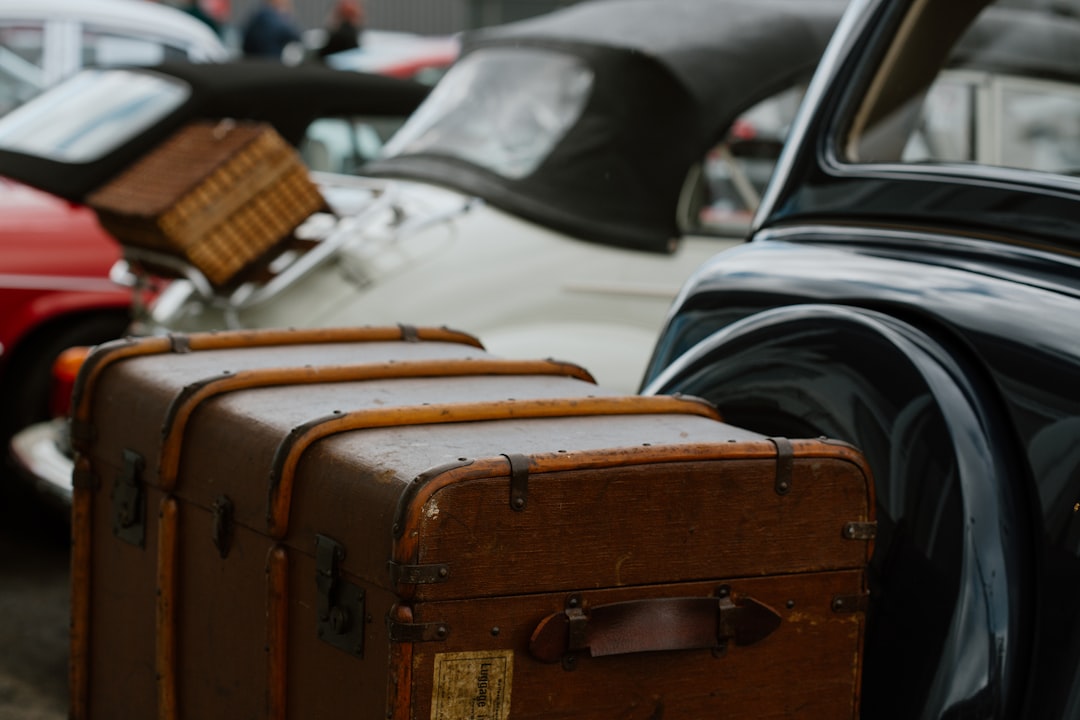 a couple of suitcases sitting next to each other,