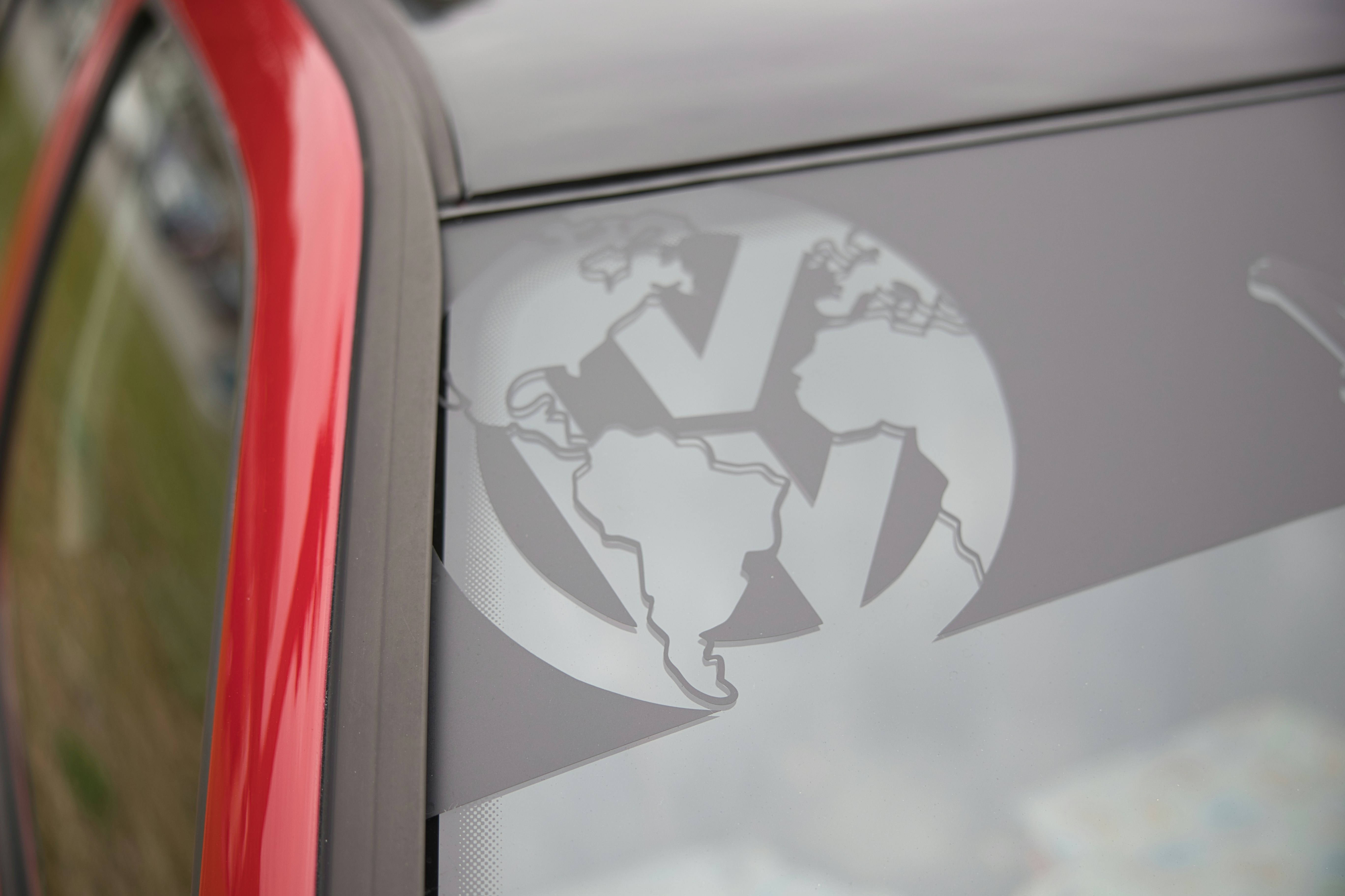 a car with a sticker on the side of it