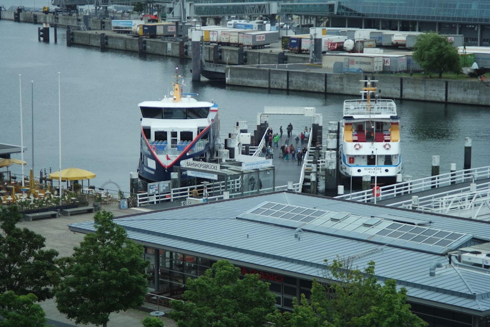 a couple of boats that are sitting in the water