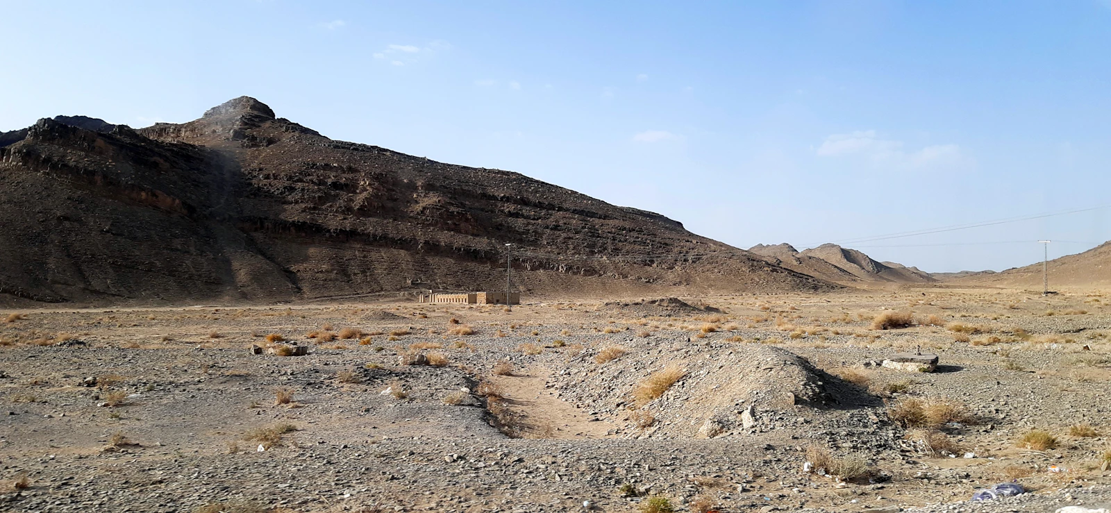 Desert plain and rugged mountains in Balochistan, Pakistan