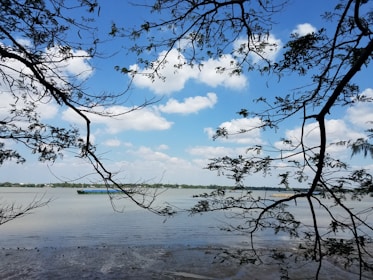 A scenic view of a boat on the water.