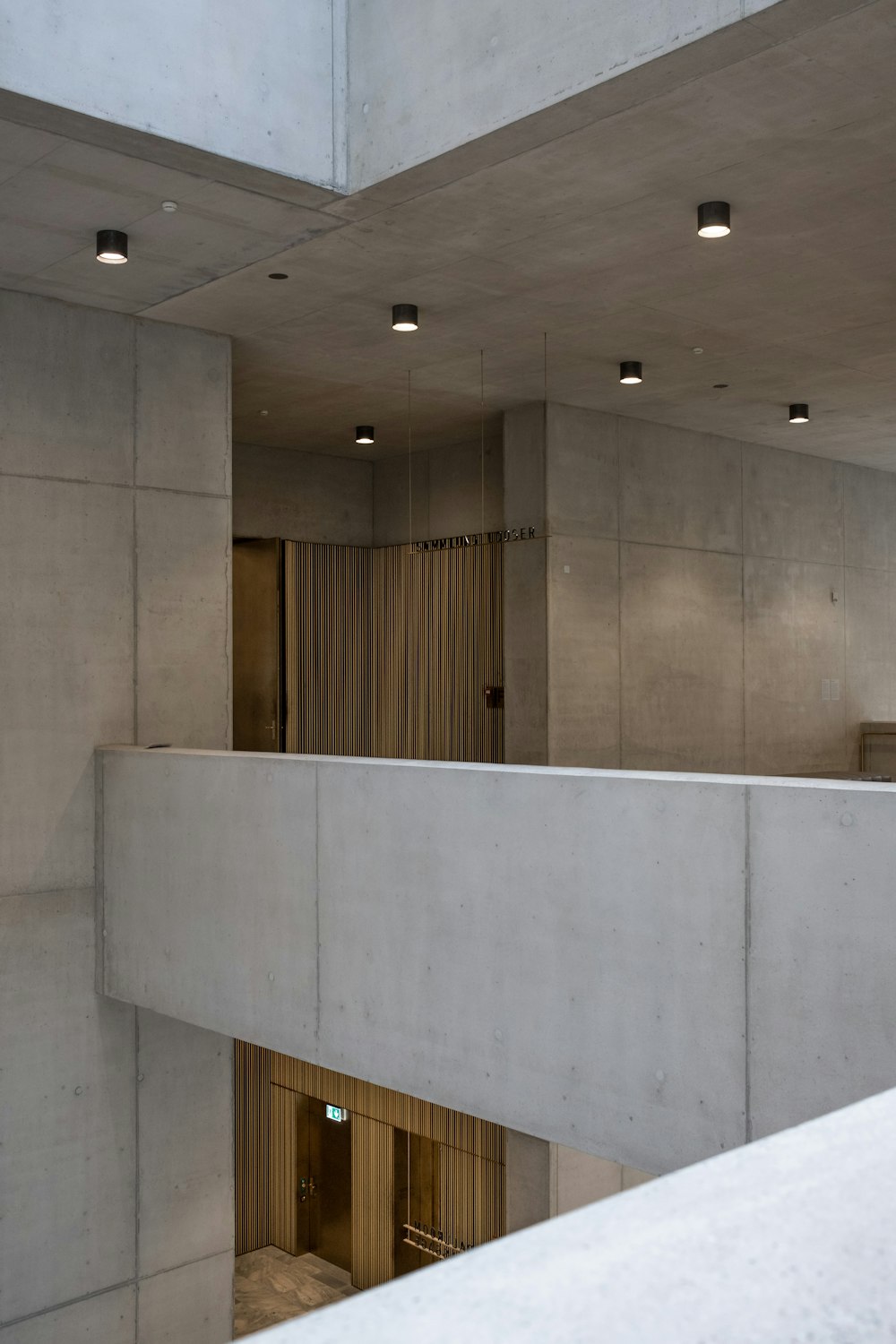 a view of a building from the top of a staircase