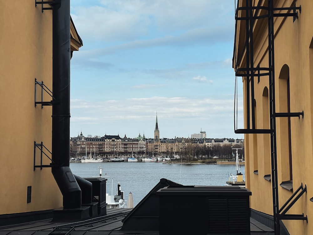 a view of a city from a rooftop of a building