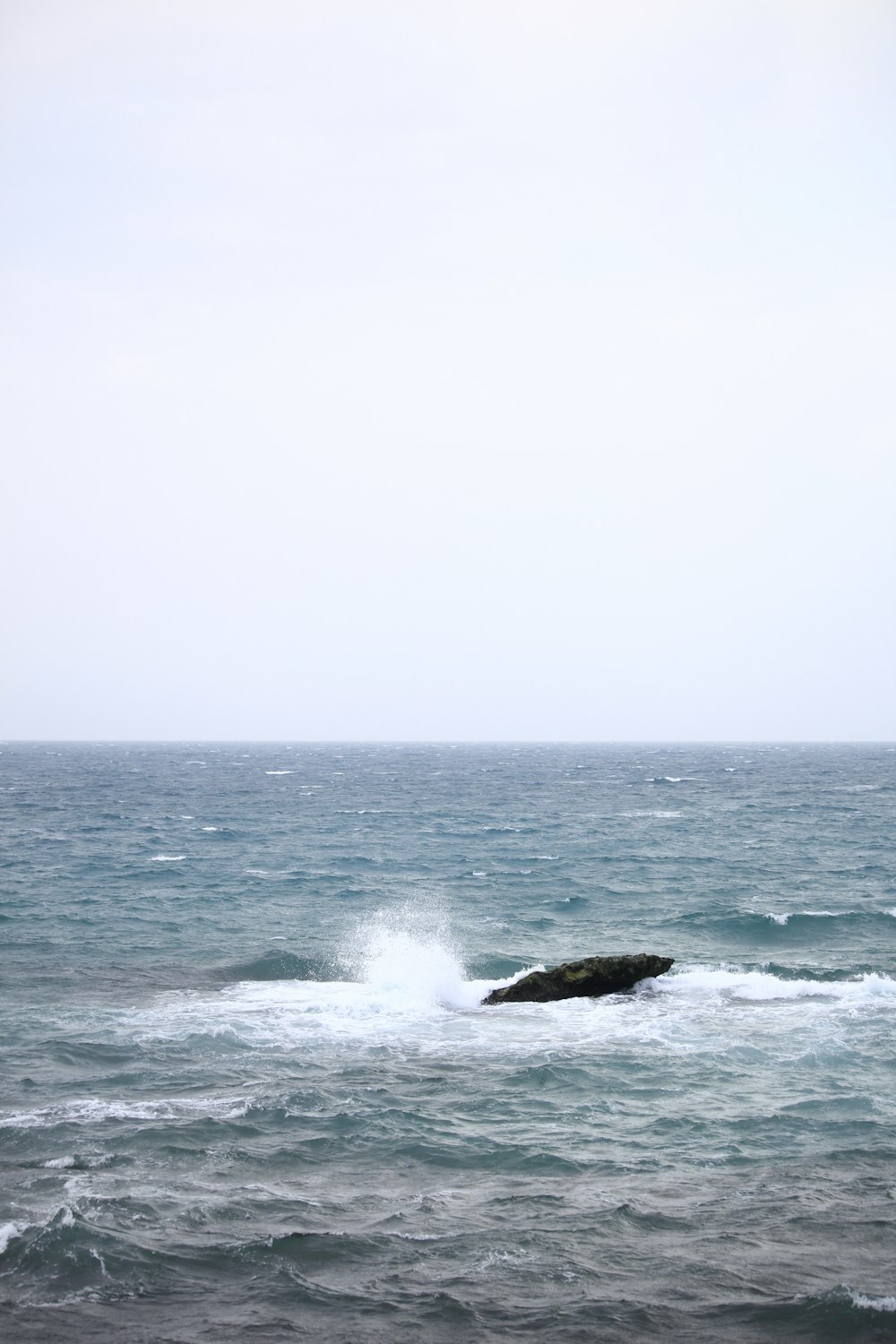 a large body of water with a rock in the middle of it