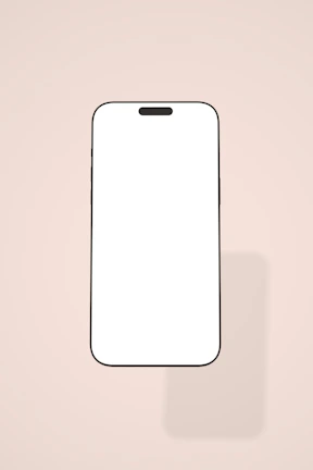 Close-up of a sleek modern smartphone with a glowing screen on a gray background