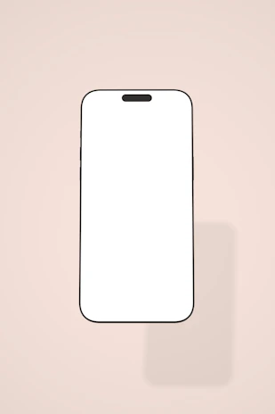 Close-up of a sleek smartphone with a glowing screen on a minimalist white background