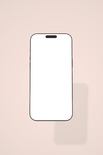 Close-up of a sleek smartphone with a glowing screen on a minimalist white background