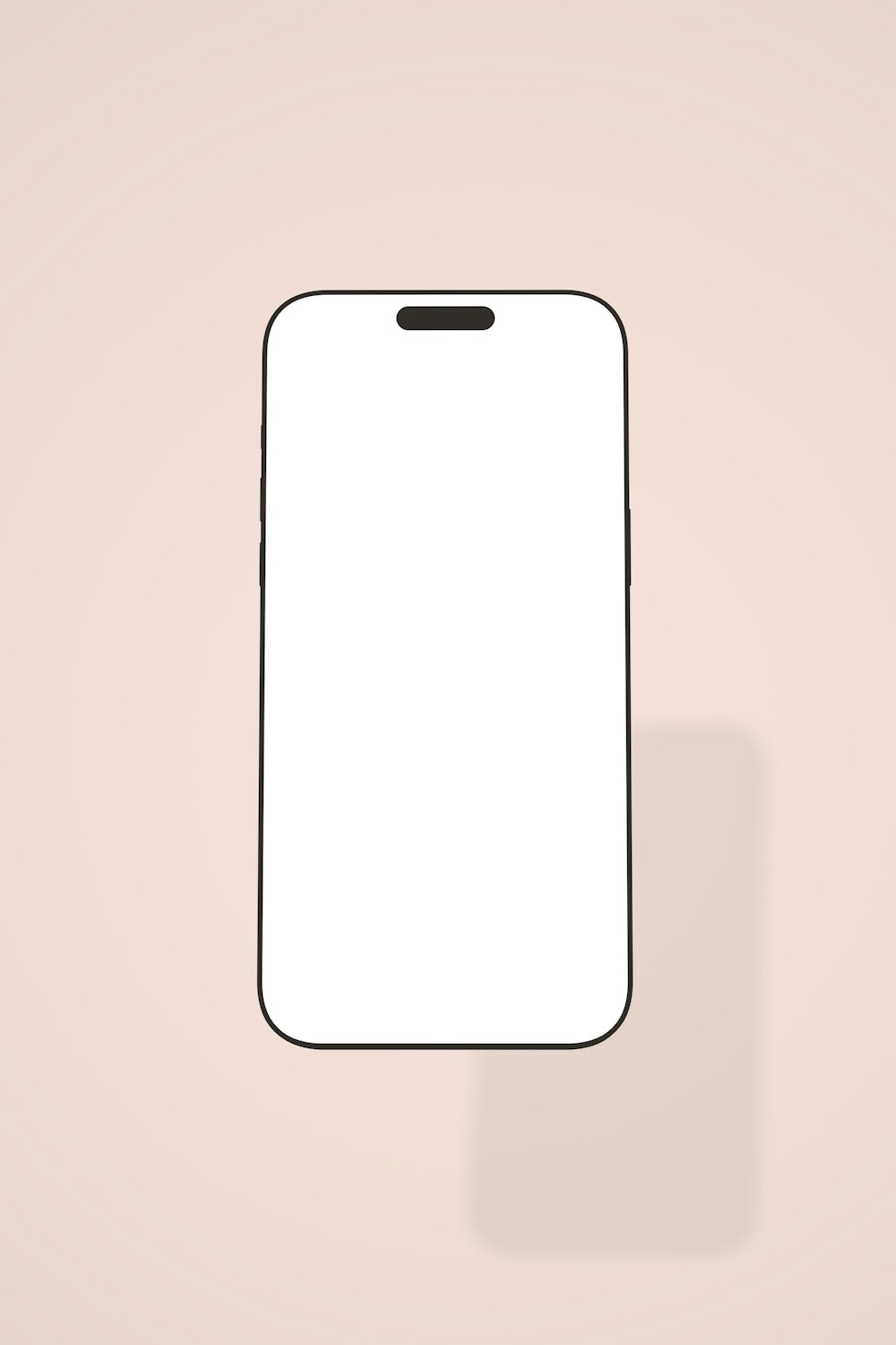 Ein weißes Handy sitzt auf einer rosa Wand
