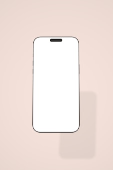 A modern smartphone with a blank screen is centered against a soft beige background. The phone's design is sleek with rounded edges and a shadow is cast to the right, enhancing the minimalist aesthetic.