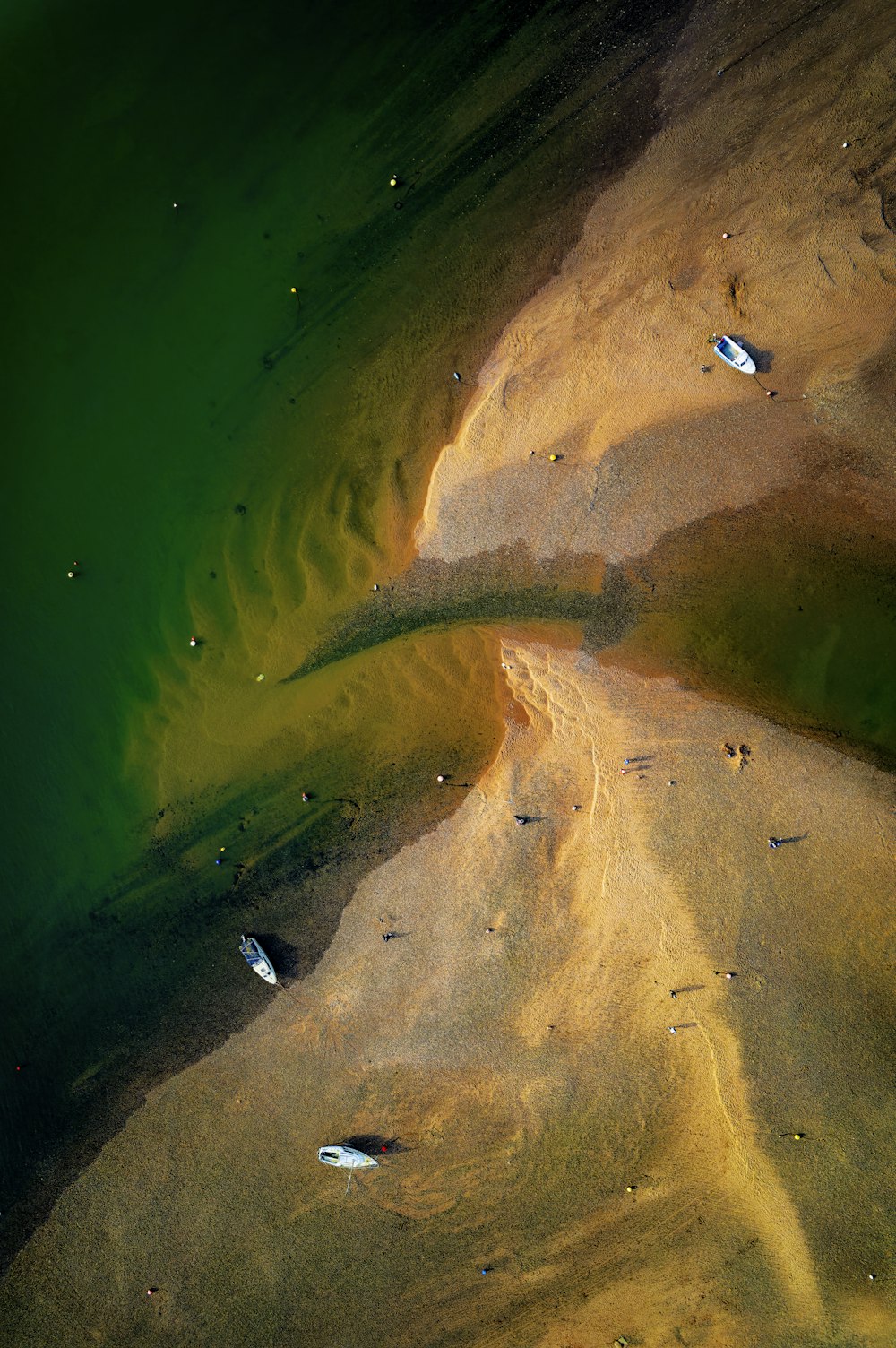 un cuerpo de agua que tiene algunos barcos en él