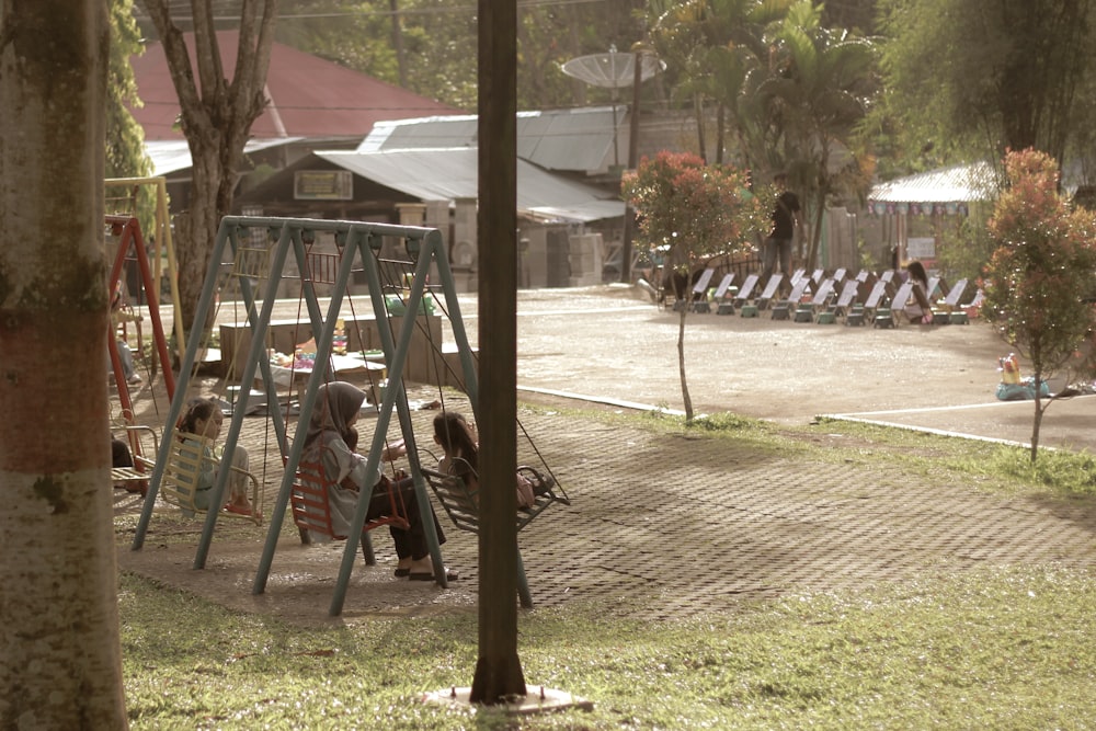 a group of children playing on a playground