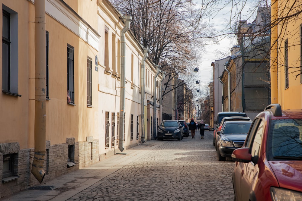 cars parked on the side of the street