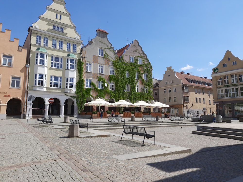 a row of buildings sitting next to each other