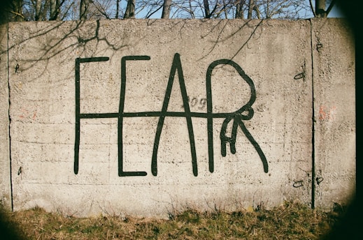 a wall that has the word fear written on it