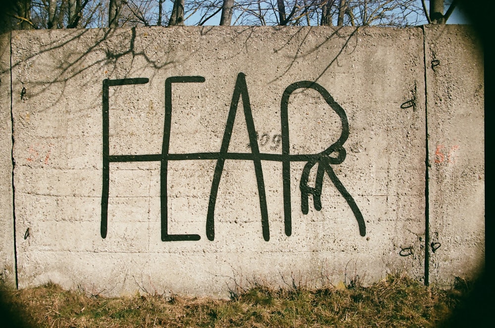 a wall that has the word fear written on it