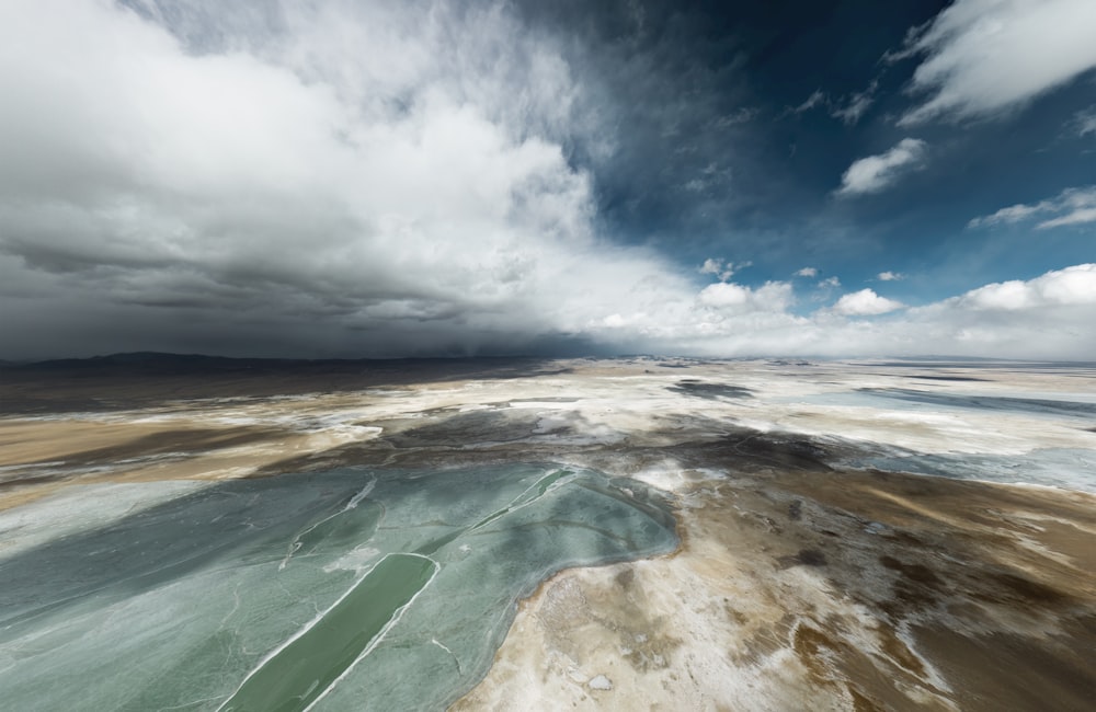 a large body of water surrounded by land