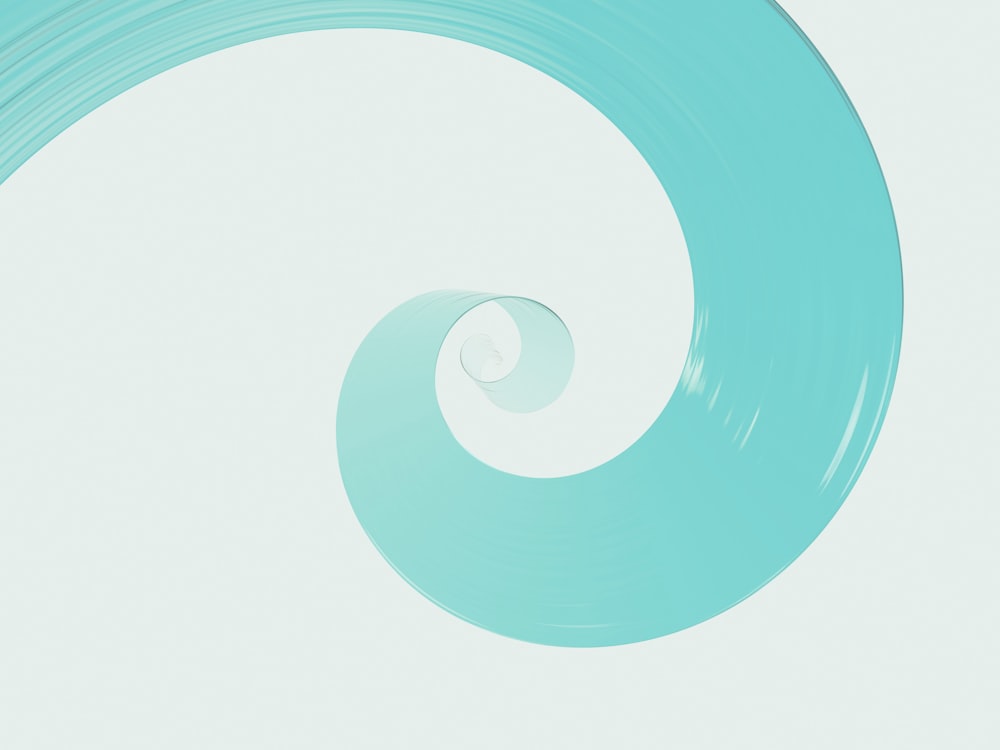 a blue spiral shaped object on a white background