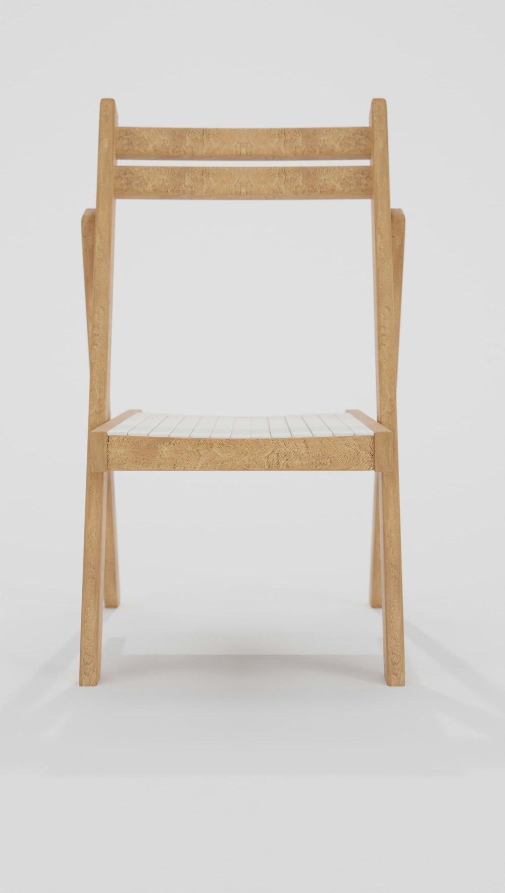 a wooden chair with a shelf on top of it