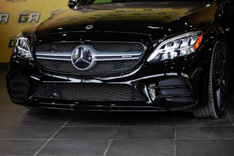 a black mercedes  benz c400 on premium tyres