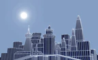 Bright, detailed cityscape from a simulation game with colorful buildings and happy citizens.