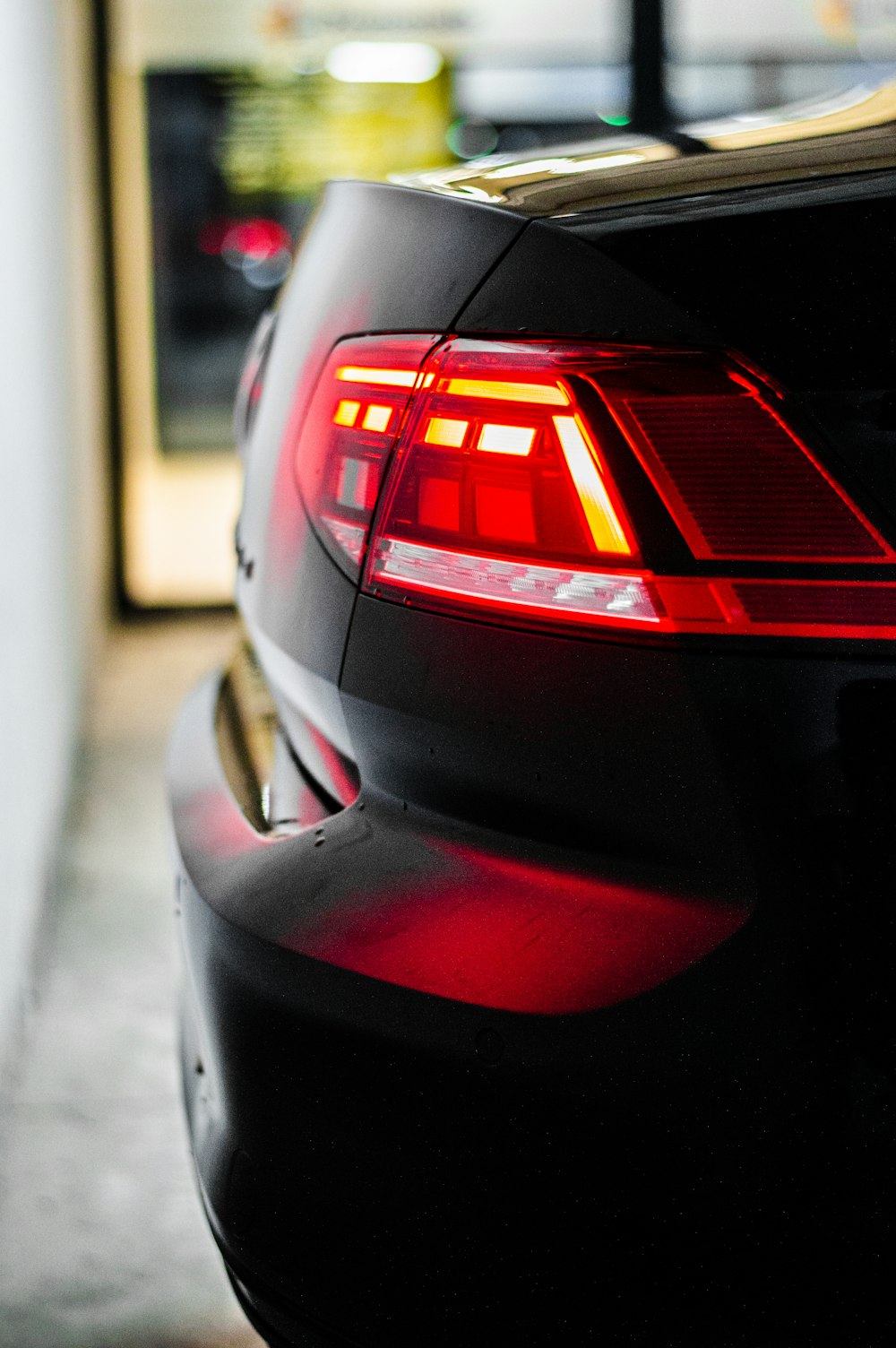 a close up of a car's tail light