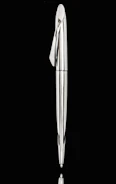 Stack of classic black and silver ballpoint pens with a subtle shine.
