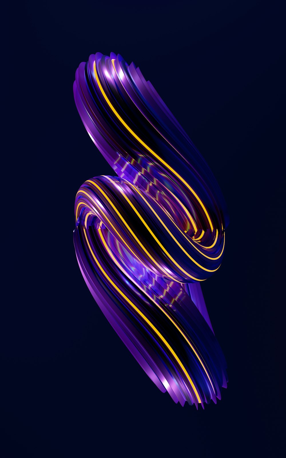 a purple and yellow swirl on a black background