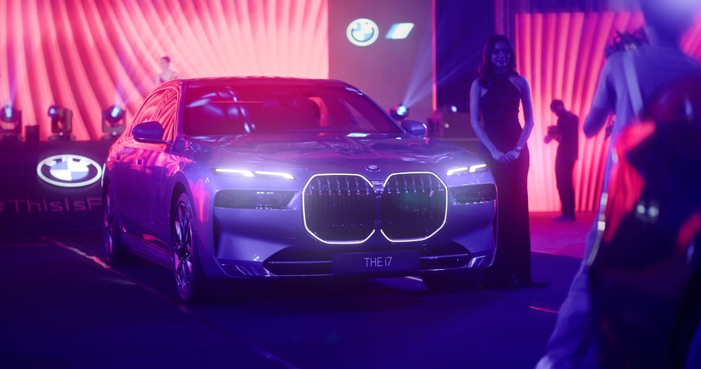 a bmw concept car on display at an event