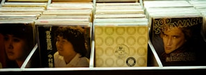 A collection of vinyl records showcasing diverse music genres.