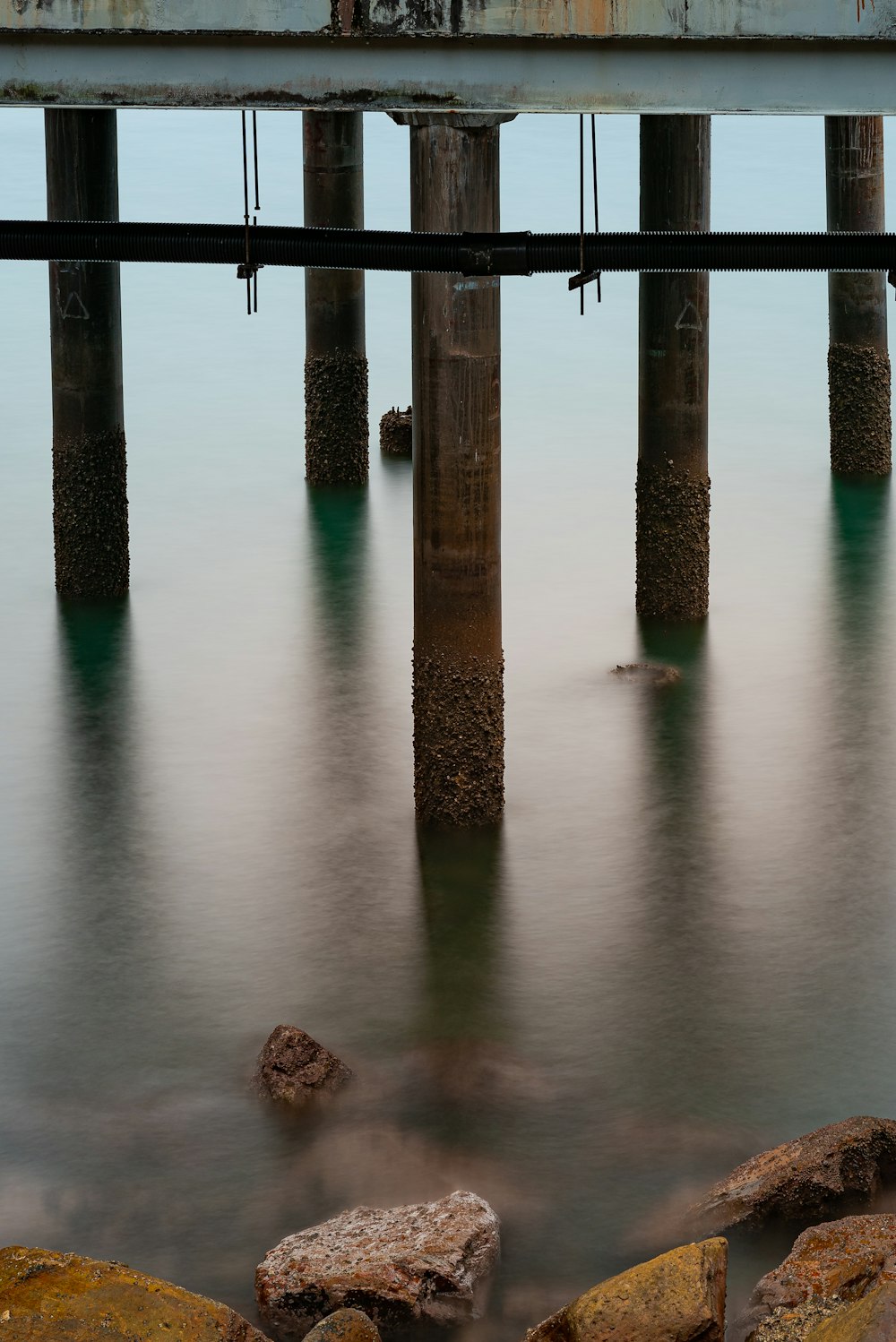 a view of a pier from the water