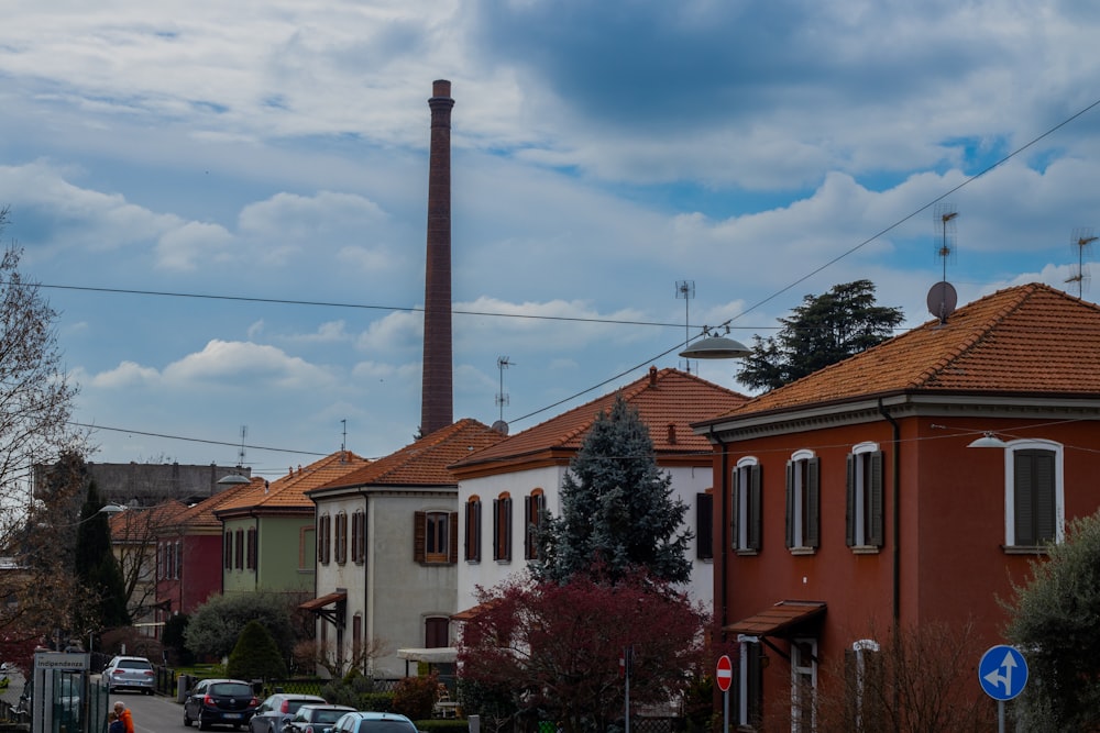 a row of houses on a city street