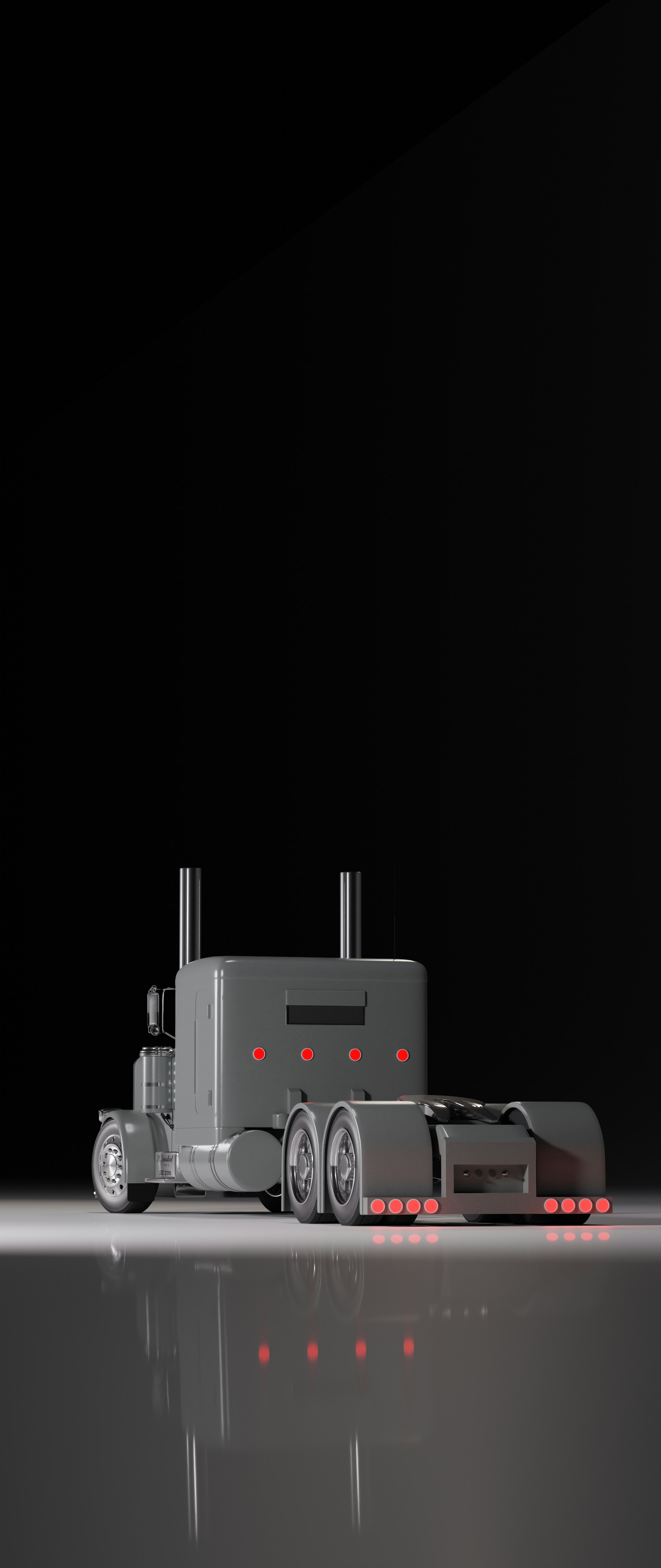 Large truck freshly painted in bright red with smooth glossy finish