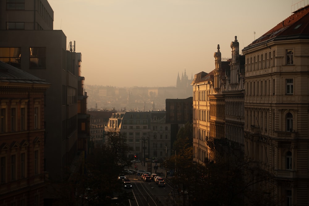 a view of a city from a high rise building