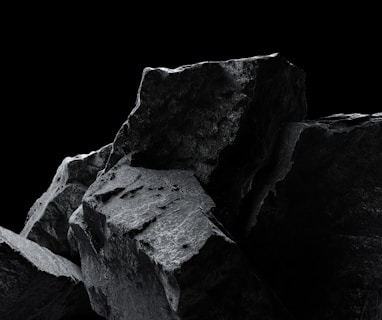 a black and white photo of some rocks