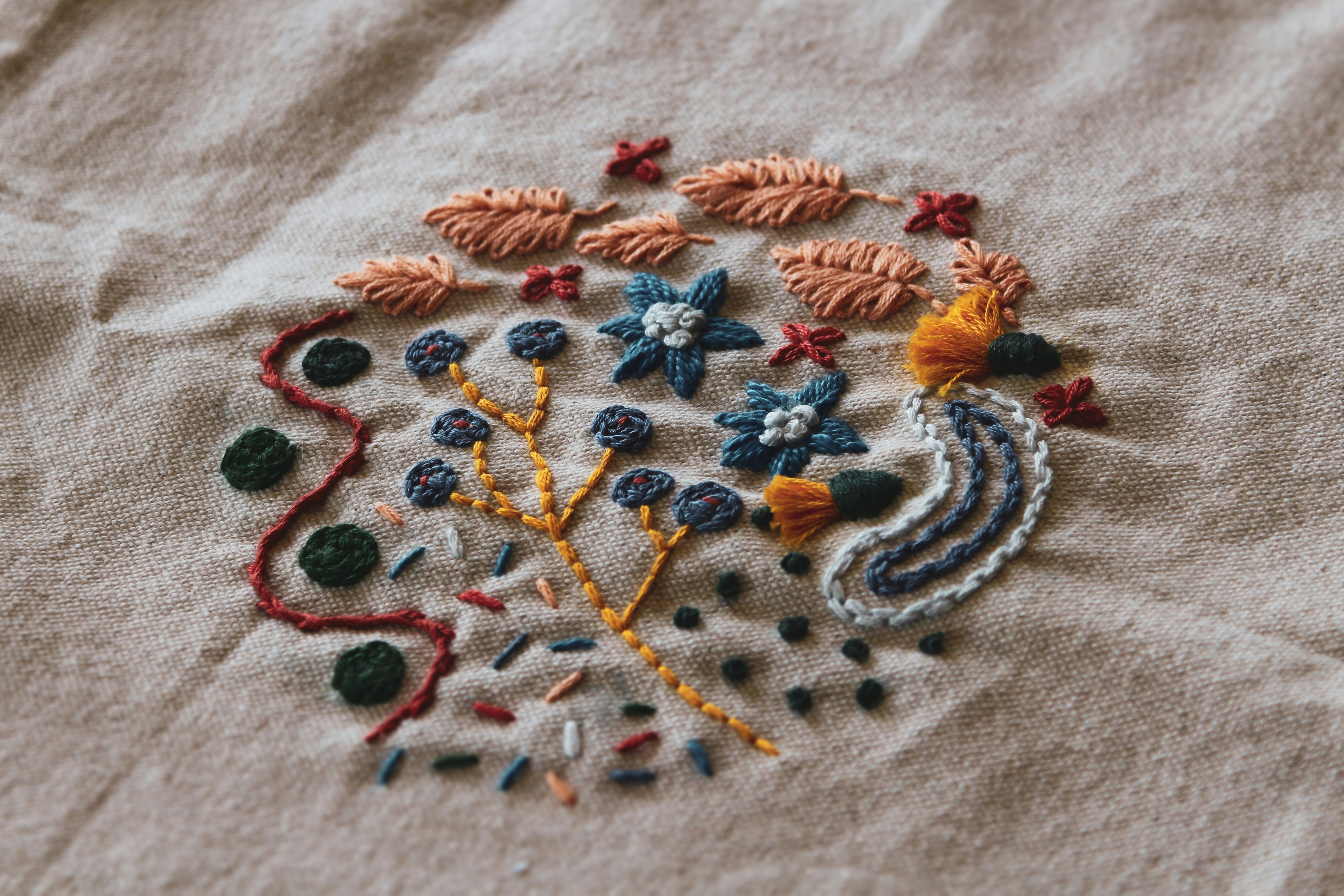 a close up of a embroidered object on a cloth